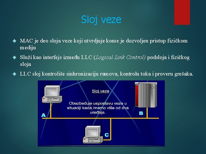 Sloj veze MAC je deo sloja veze koji utvrdjuje kome je dozvoljen pristup fizičkom