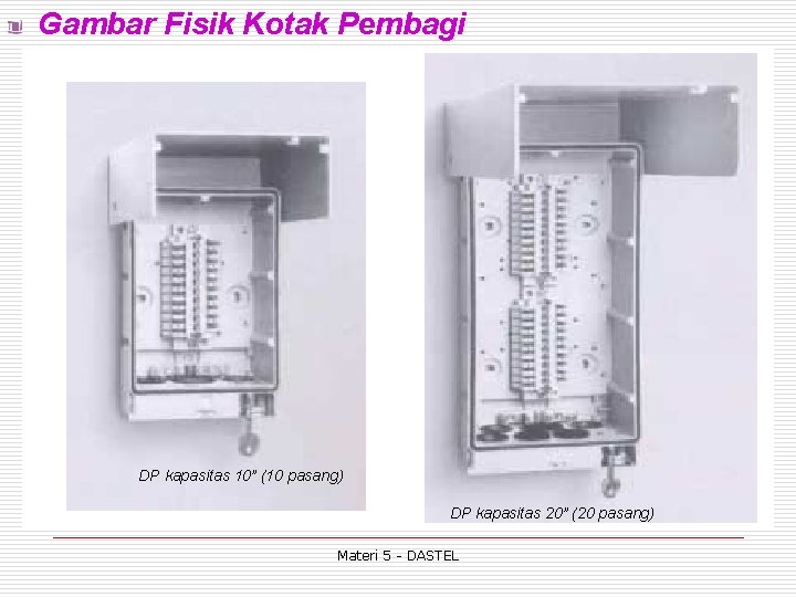 Gambar Fisik Kotak Pembagi DP kapasitas 10” (10 pasang) DP kapasitas 20” (20 pasang)