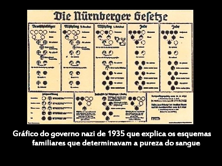 Gráfico do governo nazi de 1935 que explica os esquemas familiares que determinavam a