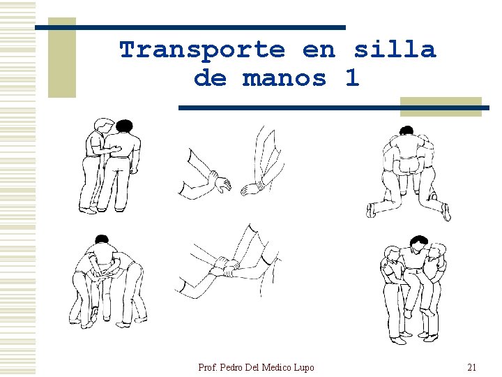 Transporte en silla de manos 1 Prof. Pedro Del Medico Lupo 21 