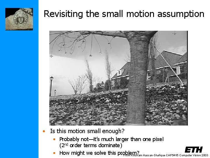 Revisiting the small motion assumption • Is this motion small enough? • Probably not—it’s