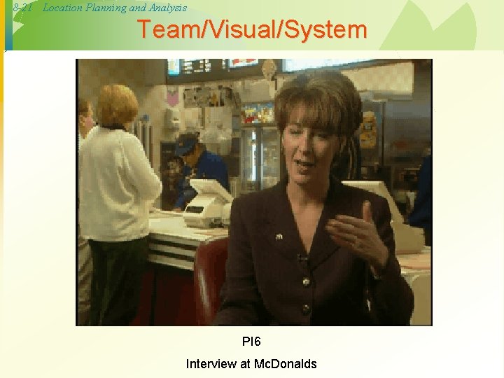 8 -21 Location Planning and Analysis Team/Visual/System PI 6 Interview at Mc. Donalds 