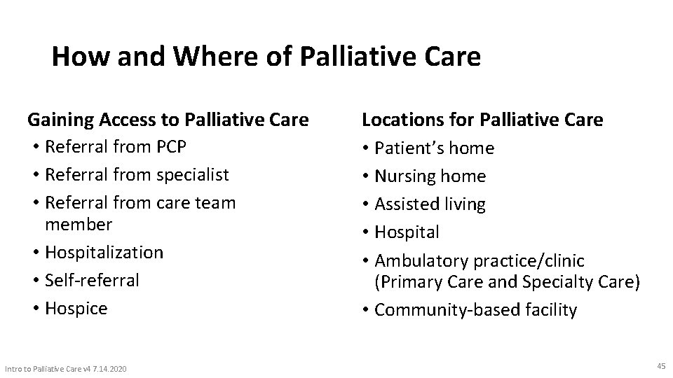 How and Where of Palliative Care Gaining Access to Palliative Care Locations for Palliative