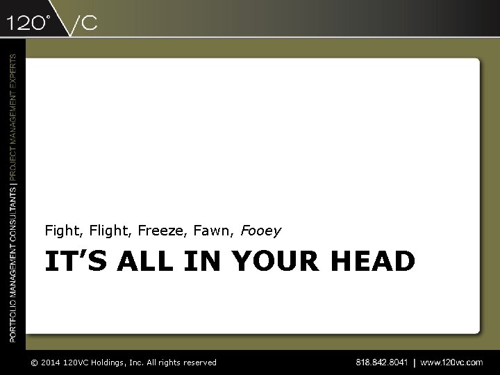 Fight, Flight, Freeze, Fawn, Fooey IT’S ALL IN YOUR HEAD © 2014 120 VC