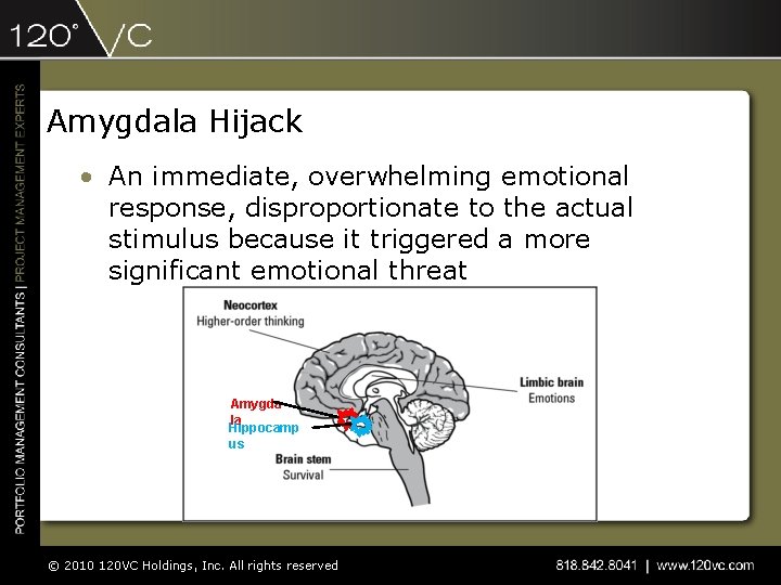 Amygdala Hijack • An immediate, overwhelming emotional response, disproportionate to the actual stimulus because