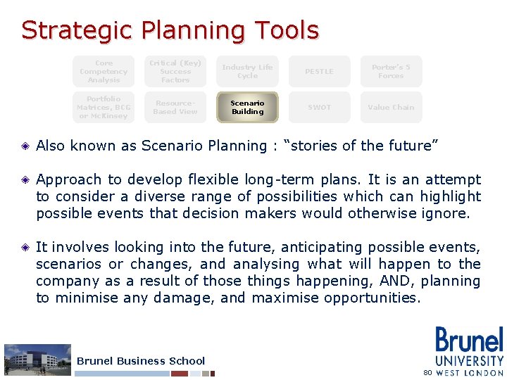 Strategic Planning Tools Core Competency Analysis Critical (Key) Success Factors Industry Life Cycle PESTLE