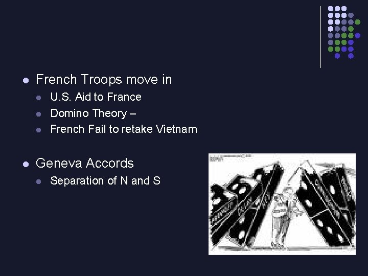 l French Troops move in l l U. S. Aid to France Domino Theory