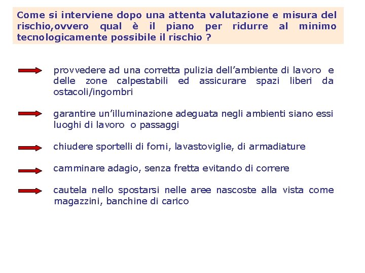 Come si interviene dopo una attenta valutazione e misura del rischio, ovvero qual è