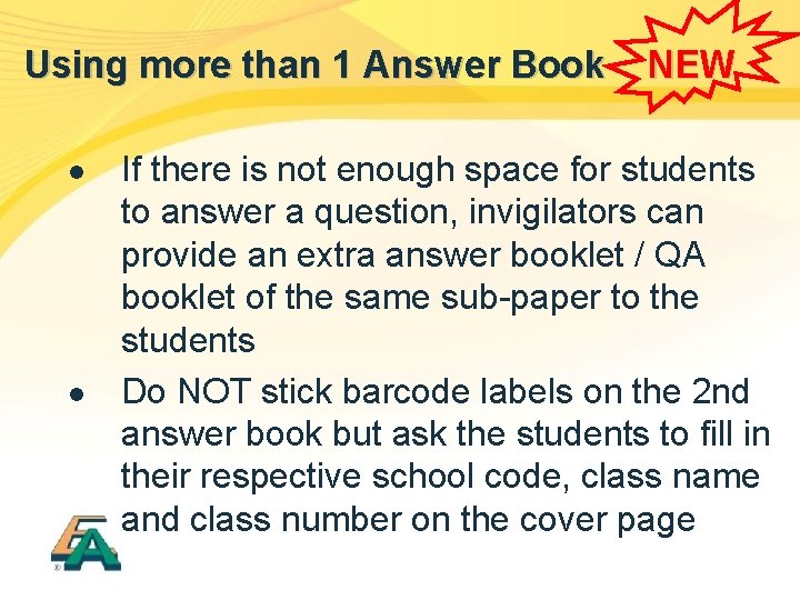 Using more than 1 Answer Book l l NEW If there is not enough