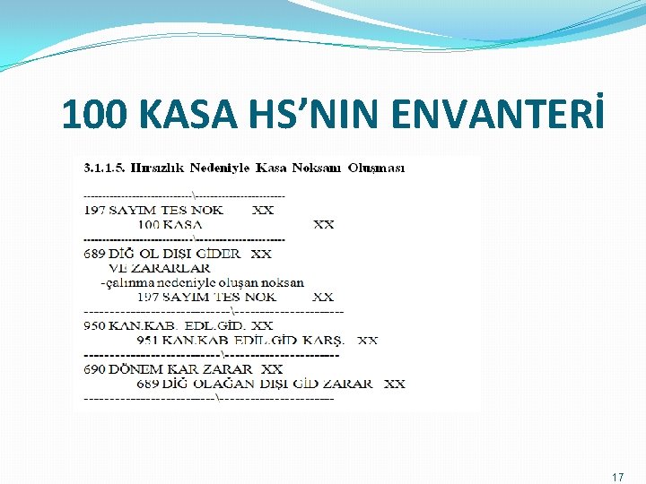 100 KASA HS’NIN ENVANTERİ 17 
