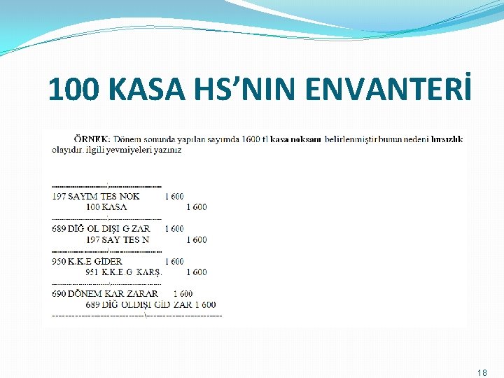 100 KASA HS’NIN ENVANTERİ 18 