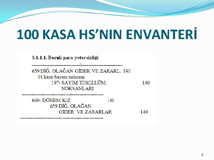100 KASA HS’NIN ENVANTERİ 9 