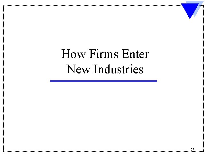 How Firms Enter New Industries 28 