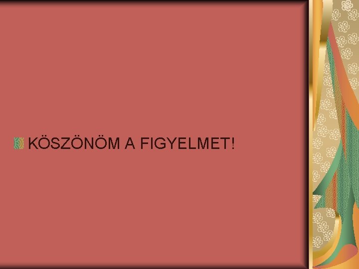 KÖSZÖNÖM A FIGYELMET! 