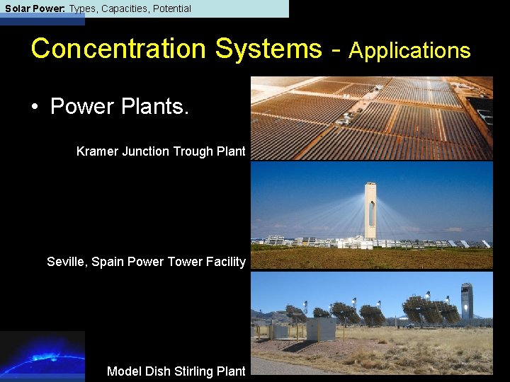 Solar Power: Types, Capacities, Potential Concentration Systems - Applications • Power Plants. Kramer Junction