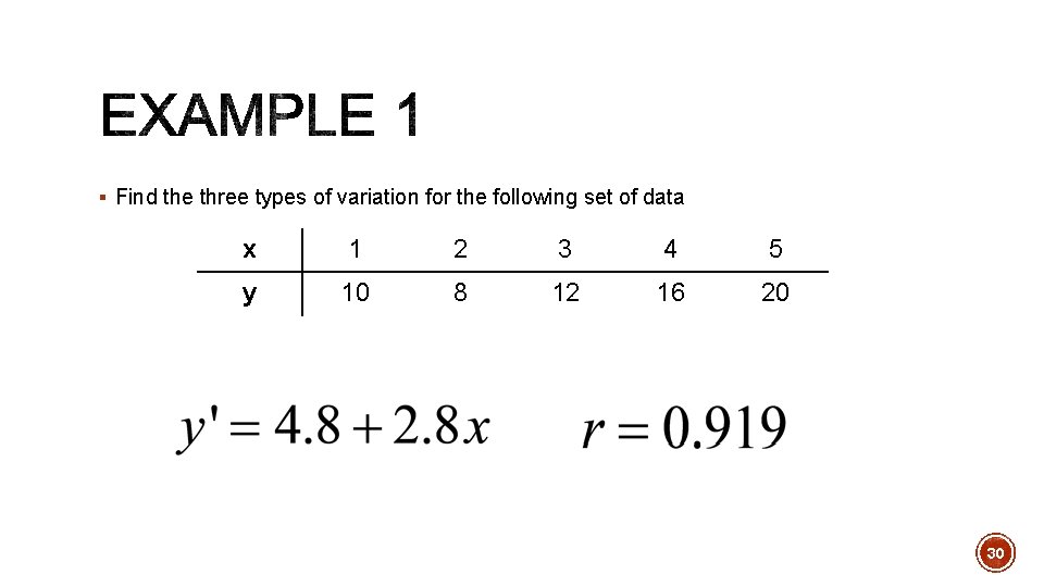 § Find the three types of variation for the following set of data x