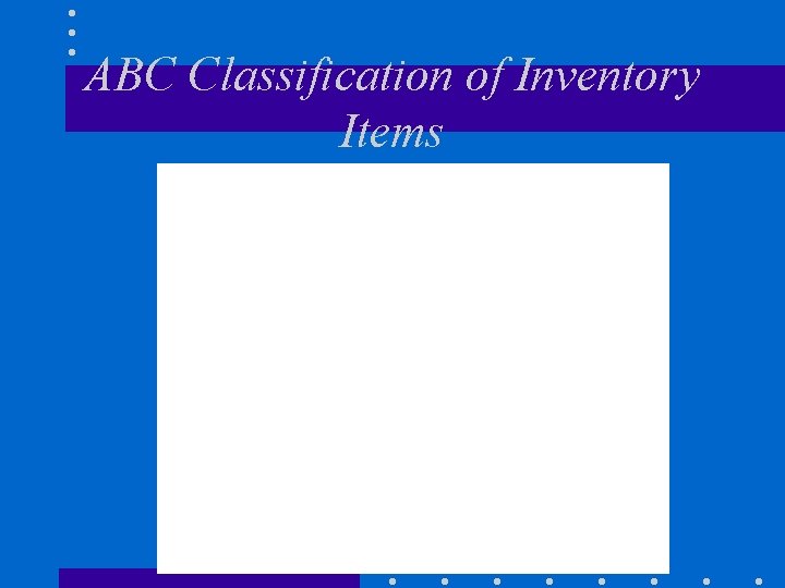 ABC Classification of Inventory Items A B C ABC Classification of Inventory Items A B C