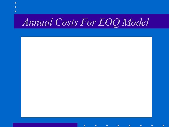 Annual Costs For EOQ Model Annual Costs For EOQ Model