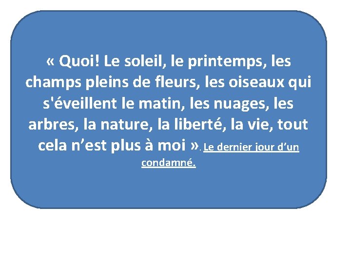  « Quoi! Le soleil, le printemps, les champs pleins de fleurs, les oiseaux