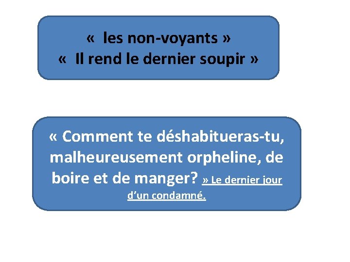  « les non-voyants » « Il rend le dernier soupir » « Comment