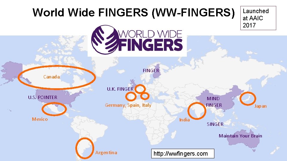 World Wide FINGERS (WW-FINGERS) Launched at AAIC 2017 FINGER Canada U. K. FINGER U.