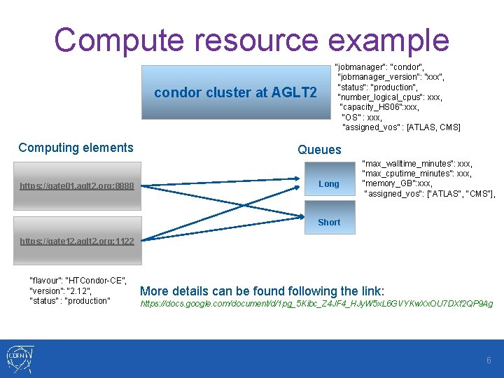 Compute resource example condor cluster at AGLT 2 Computing elements https: //gate 01. aglt