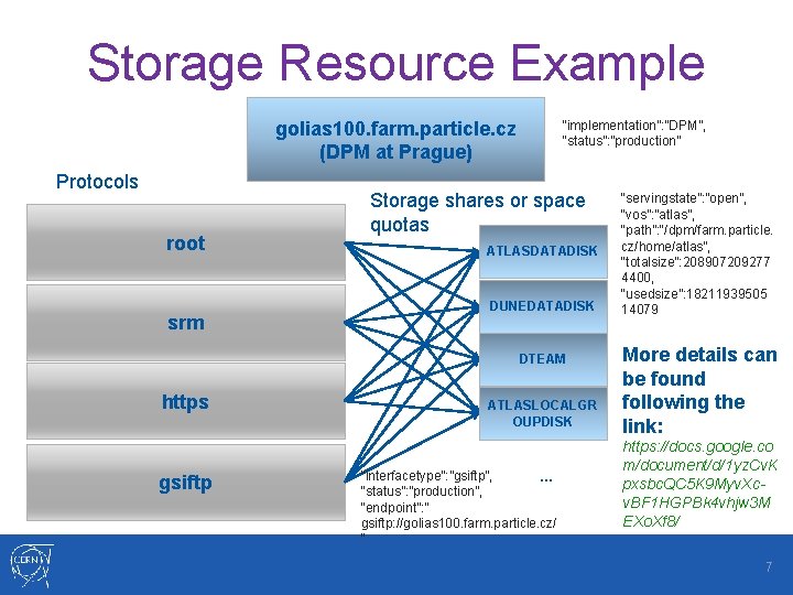 Storage Resource Example golias 100. farm. particle. cz (DPM at Prague) Protocols root srm