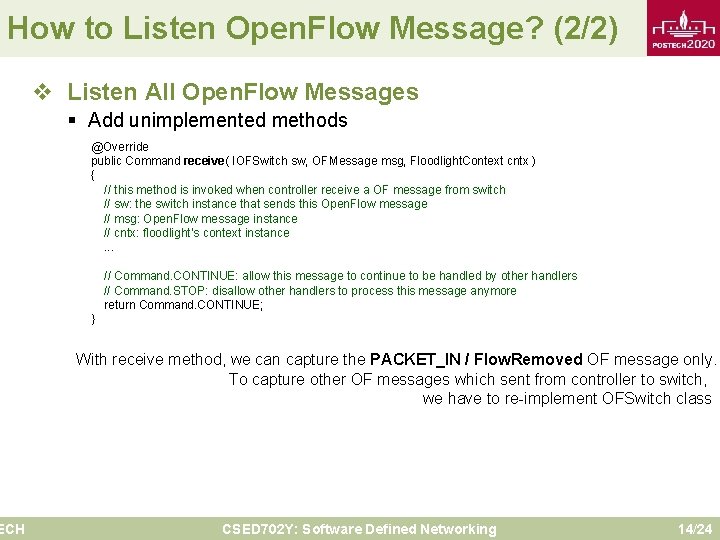 How to Listen Open. Flow Message? (2/2) ECH v Listen All Open. Flow Messages