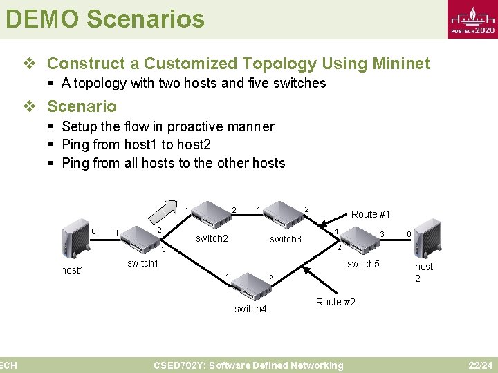 DEMO Scenarios ECH v Construct a Customized Topology Using Mininet § A topology with