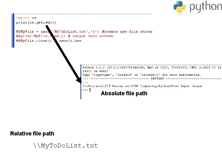 Absolute file path Relative file path \My. To. Do. List. txt 