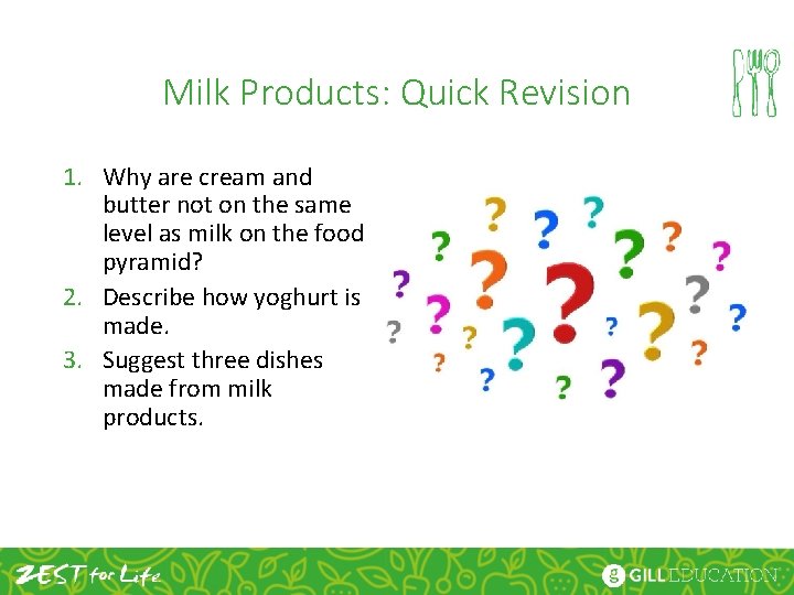 Milk Products: Quick Revision 1. Why are cream and butter not on the same