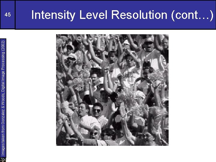 Images taken from Gonzalez & Woods, Digital Image Processing (2002) 45 Intensity Level Resolution