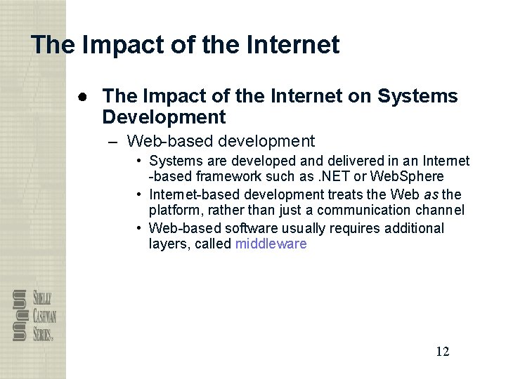 The Impact of the Internet ● The Impact of the Internet on Systems Development