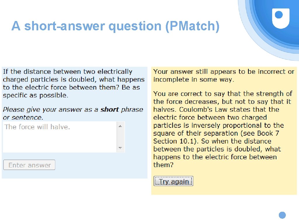 A short-answer question (PMatch) 