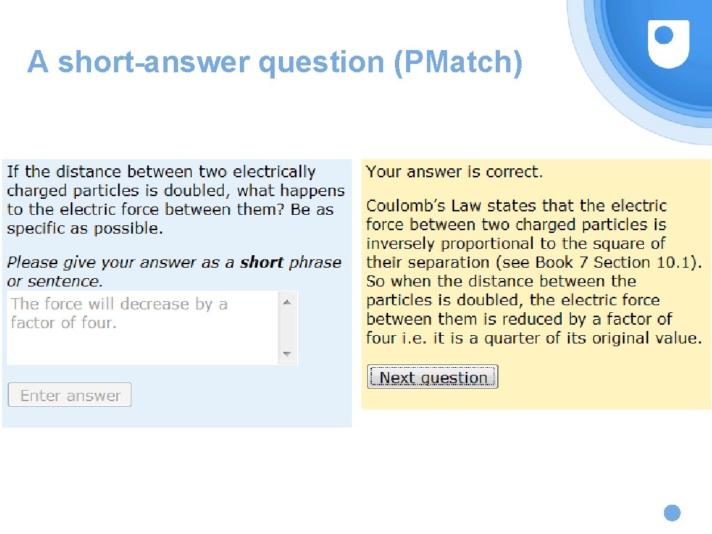 A short-answer question (PMatch) 