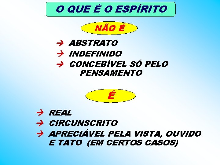 O QUE É O ESPÍRITO NÃO É ABSTRATO INDEFINIDO CONCEBÍVEL SÓ PELO PENSAMENTO É