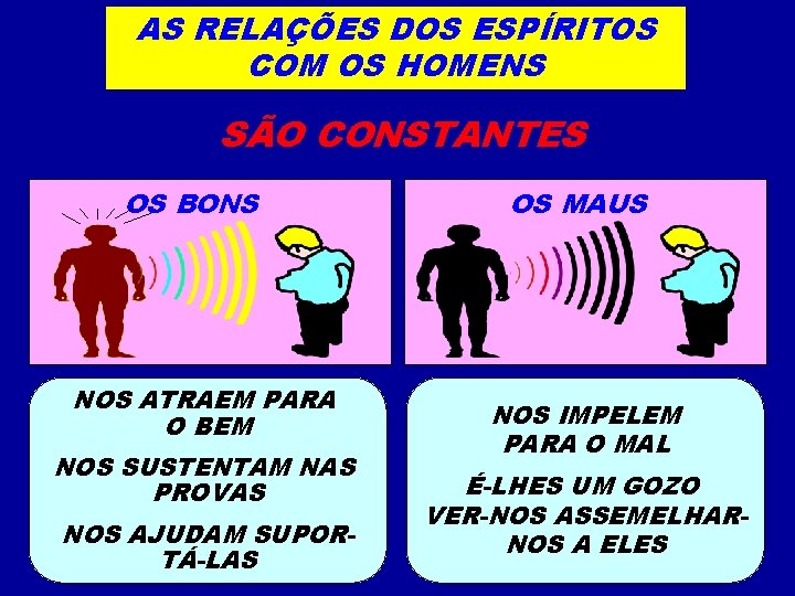 AS RELAÇÕES DOS ESPÍRITOS COM OS HOMENS SÃO CONSTANTES OS BONS NOS ATRAEM PARA