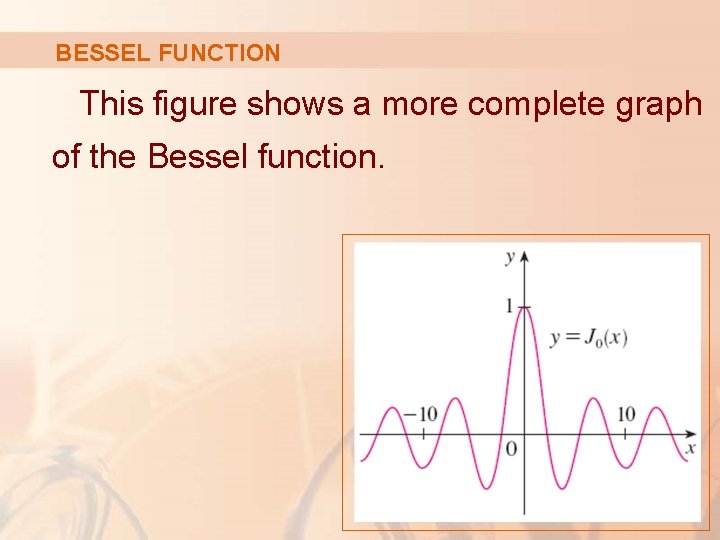 BESSEL FUNCTION This figure shows a more complete graph of the Bessel function. 