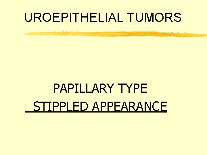 UROEPITHELIAL TUMORS PAPILLARY TYPE STIPPLED APPEARANCE 