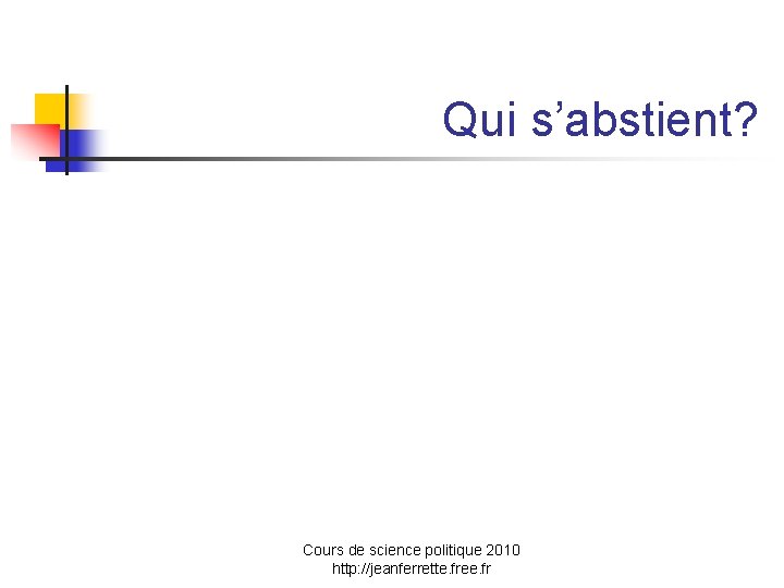 Qui s’abstient? Cours de science politique 2010 http: //jeanferrette. free. fr 