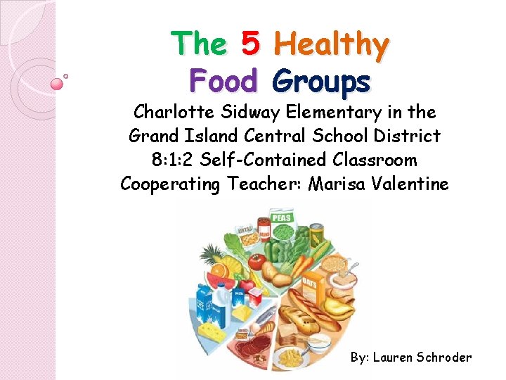 The 5 Healthy Food Groups Charlotte Sidway Elementary in the Grand Island Central School The 5 Healthy Food Groups Charlotte Sidway Elementary in the Grand Island Central School