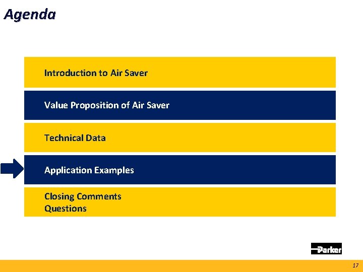 Agenda Introduction to Air Saver Value Proposition of Air Saver Technical Data Application Examples