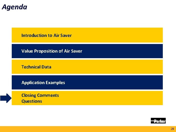 Agenda Introduction to Air Saver Value Proposition of Air Saver Technical Data Application Examples