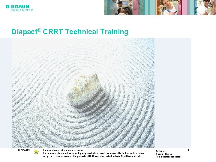 Diapact® CRRT Technical Training 03/11/2020 Training document, no update service This document may not