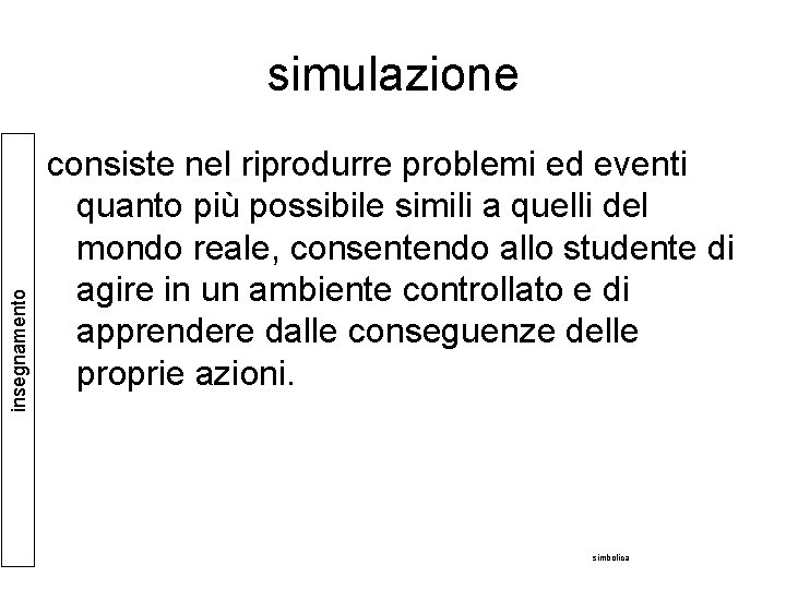 insegnamento simulazione consiste nel riprodurre problemi ed eventi quanto più possibile simili a quelli