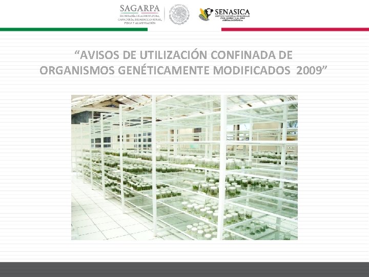 “AVISOS DE UTILIZACIÓN CONFINADA DE ORGANISMOS GENÉTICAMENTE MODIFICADOS 2009” 