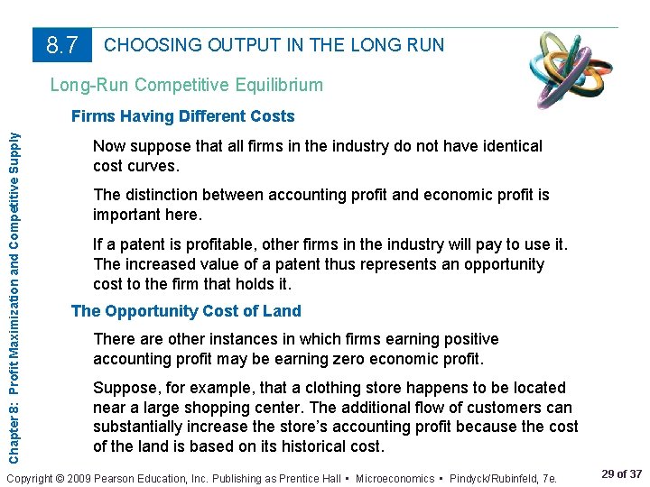 8. 7 CHOOSING OUTPUT IN THE LONG RUN Long-Run Competitive Equilibrium Chapter 8: Profit