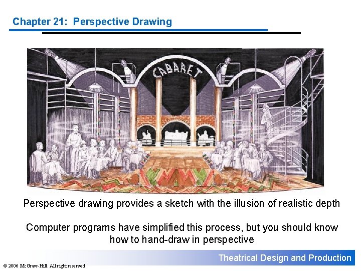 Chapter 21: Perspective Drawing Perspective drawing provides a sketch with the illusion of realistic