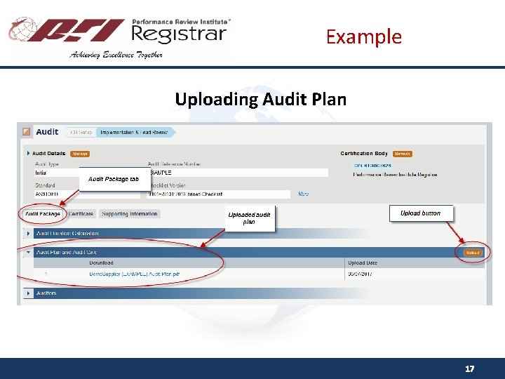 Example Uploading Audit Plan 17 