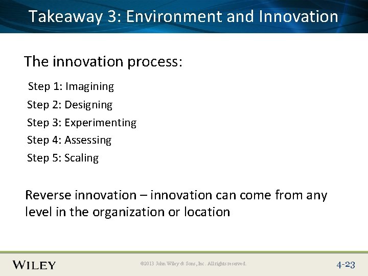 Place Slide Title Text Here and Innovation Takeaway 3: Environment The innovation process: Step